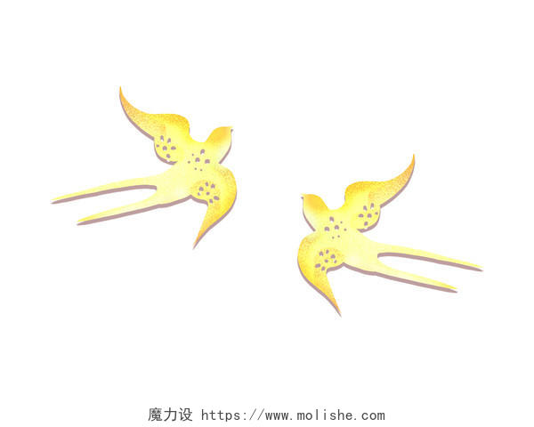 金色手绘剪纸风中国风燕子新年春节春天元素PNG素材